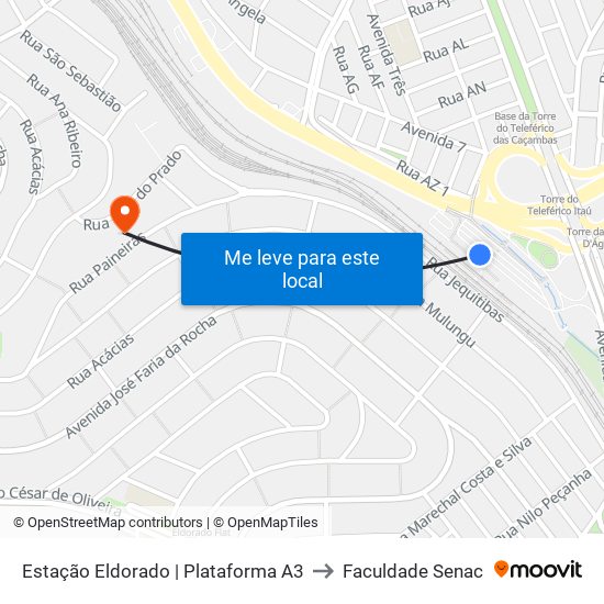 Estação Eldorado | Plataforma A3 to Faculdade Senac map