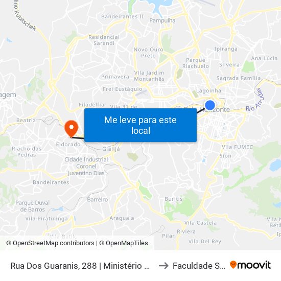 Rua Dos Guaranis, 288 | Ministério Da Saúde 3 to Faculdade Senac map