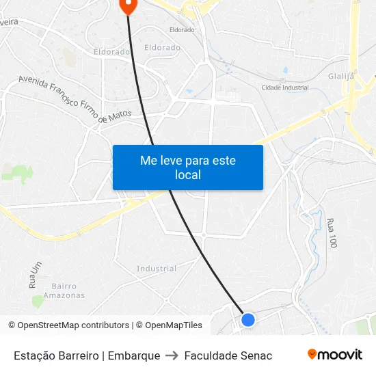 Estação Barreiro | Embarque to Faculdade Senac map