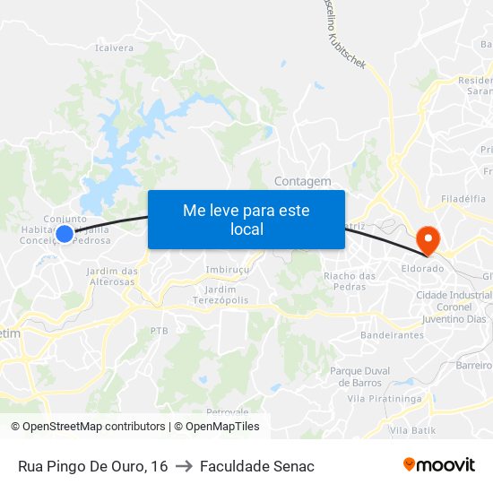 Rua Pingo De Ouro, 16 to Faculdade Senac map