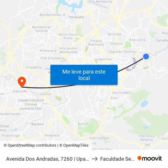 Avenida Dos Andradas, 7260 | Upa Leste to Faculdade Senac map