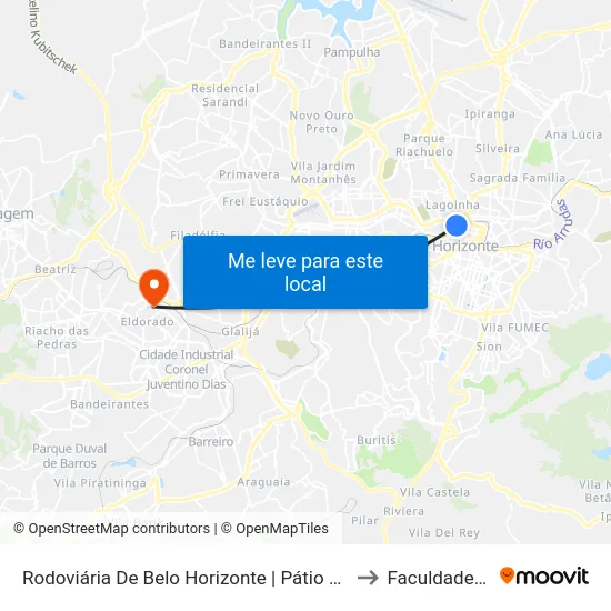 Rodoviária De Belo Horizonte | Pátio Externo - Ponto 4 to Faculdade Senac map