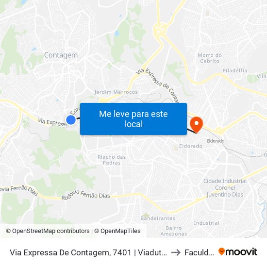 Via Expressa De Contagem, 7401 | Viaduto Do Bernado Monteiro Sentido Belo Horizonte to Faculdade Senac map