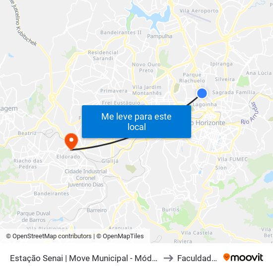 Estação Senai | Move Municipal - Módulo 1a - Sentido Centro to Faculdade Senac map