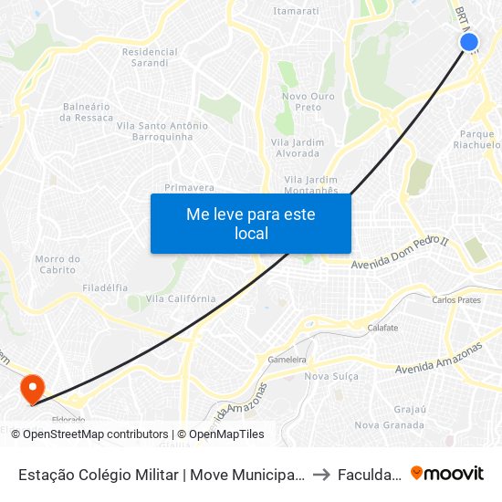 Estação Colégio Militar | Move Municipal - Plataforma B1 - Sentido Centro to Faculdade Senac map