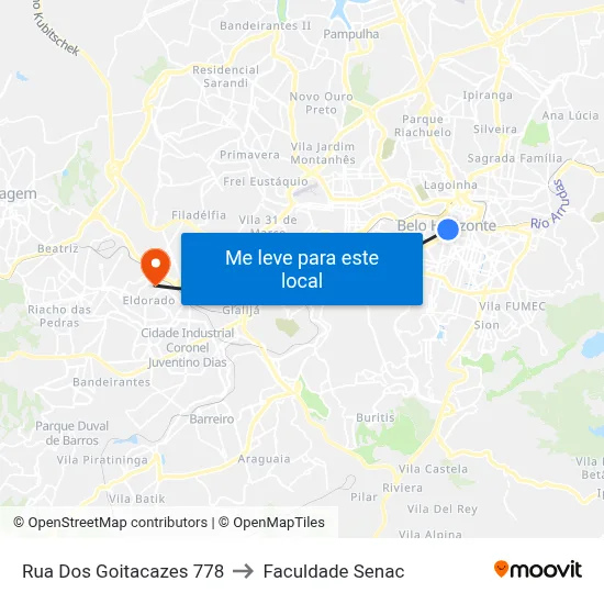 Rua Dos Goitacazes 778 to Faculdade Senac map
