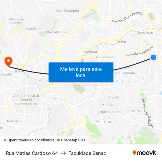 Rua Matias Cardoso 64 to Faculdade Senac map
