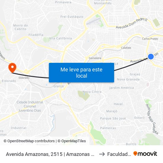 Avenida Amazonas, 2515 | Amazonas Com Martim De Carvalho 1 to Faculdade Senac map