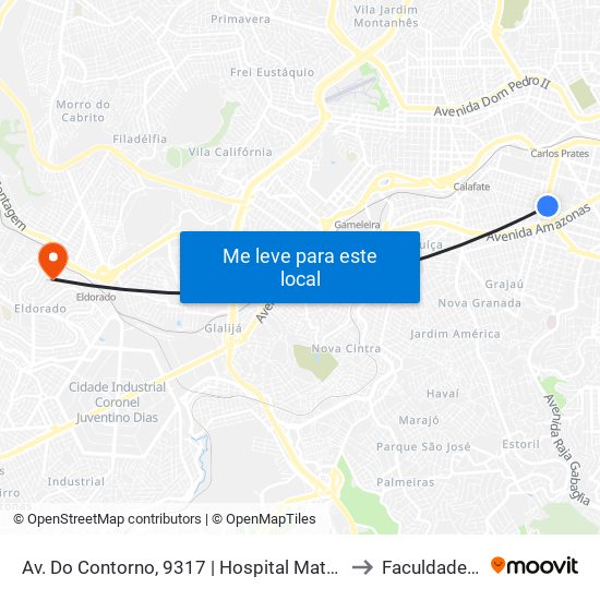 Av. Do Contorno, 9317 | Hospital Mater Dei Contorno 2 to Faculdade Senac map