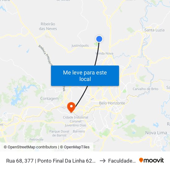 Rua 68, 377 | Ponto Final Da Linha 627 No Mantiqueira to Faculdade Senac map