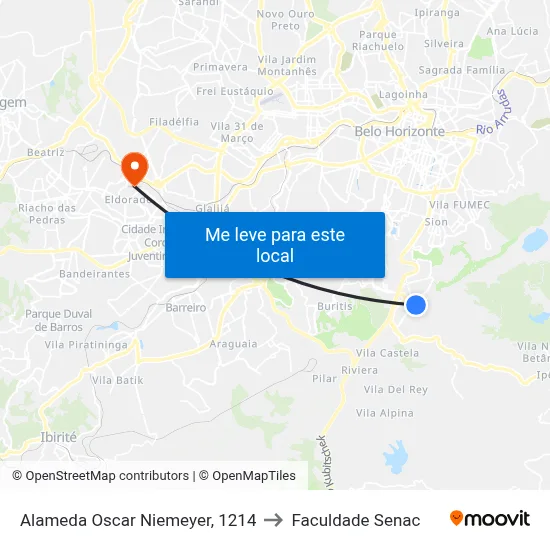 Alameda Oscar Niemeyer, 1214 to Faculdade Senac map