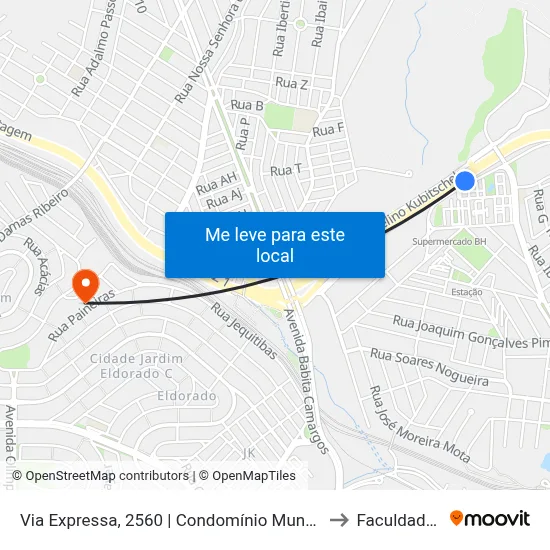 Via Expressa, 2560 | Condomínio Mundi Oposto A Arena Mrv to Faculdade Senac map