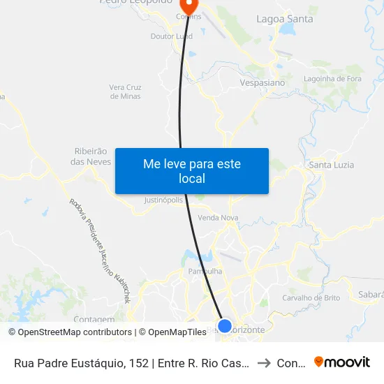 Rua Padre Eustáquio, 152 | Entre R. Rio Casca e Tremedal to Confins map