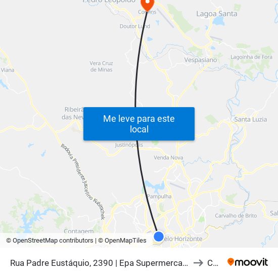 Rua Padre Eustáquio, 2390 | Epa Supermercados E Oposto A Igreja Padre Eustáquio to Confins map