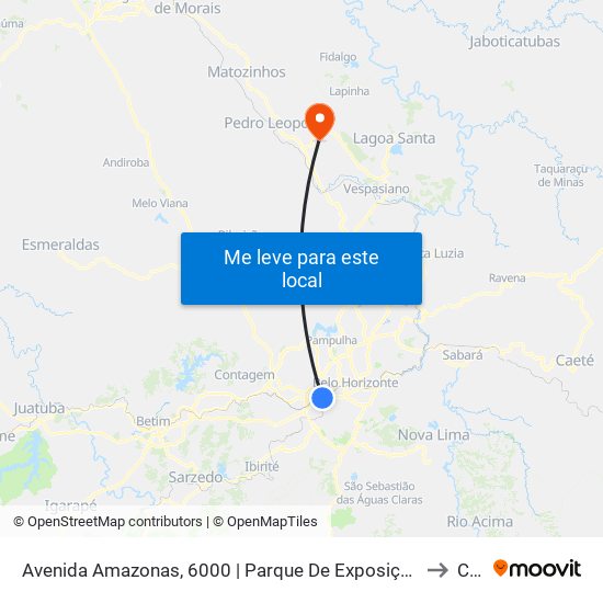 Avenida Amazonas, 6000 | Parque De Exposições Da Gameleira/Expominas E Oposto Ao Cefet-Mg Campus VI to Confins map