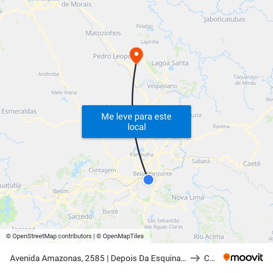 Avenida Amazonas, 2585 | Depois Da Esquina Com Contorno (Posto De Combustível) to Confins map
