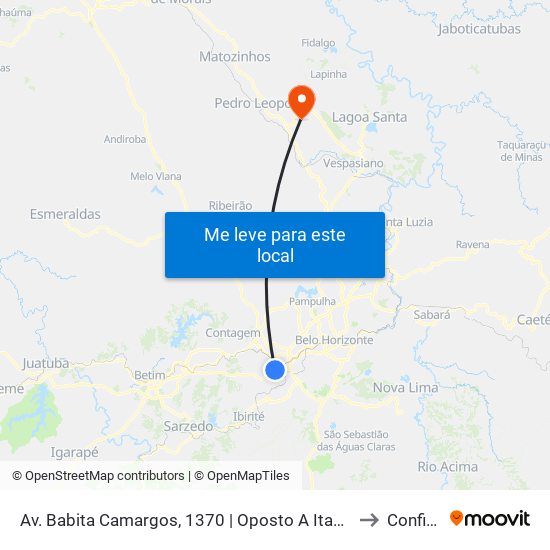 Av. Babita Camargos, 1370 | Oposto A Itambé to Confins map