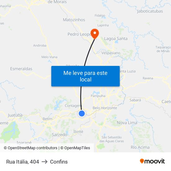 Rua Itália, 404 to Confins map