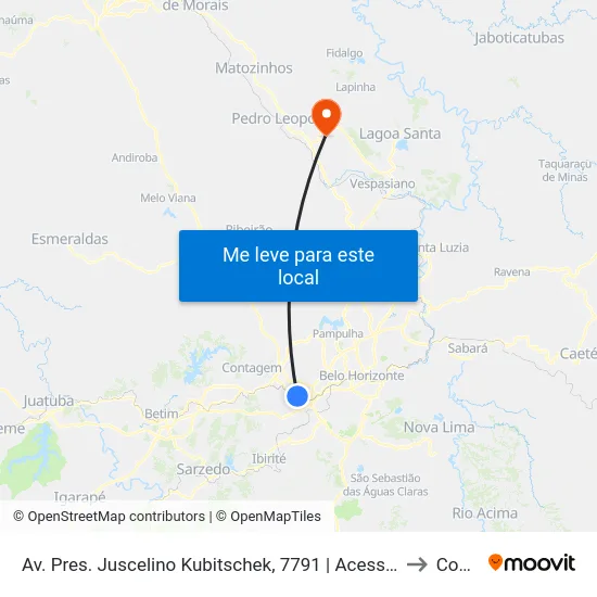 Av. Pres. Juscelino Kubitschek, 7791 | Acesso A Estação Eldorado to Confins map