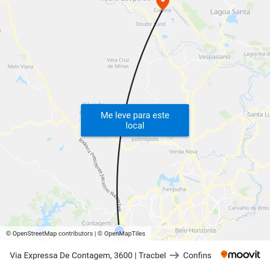 Via Expressa De Contagem, 3600 | Tracbel to Confins map