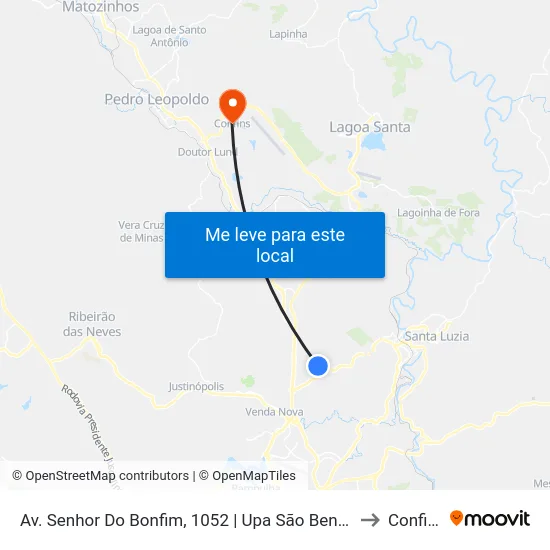 Av. Senhor Do Bonfim, 1052 | Upa São Benedito to Confins map