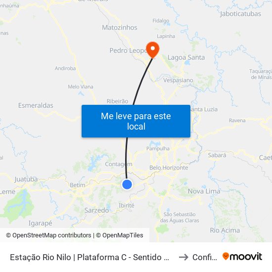 Estação Rio Nilo | Plataforma C - Sentido Metrô to Confins map