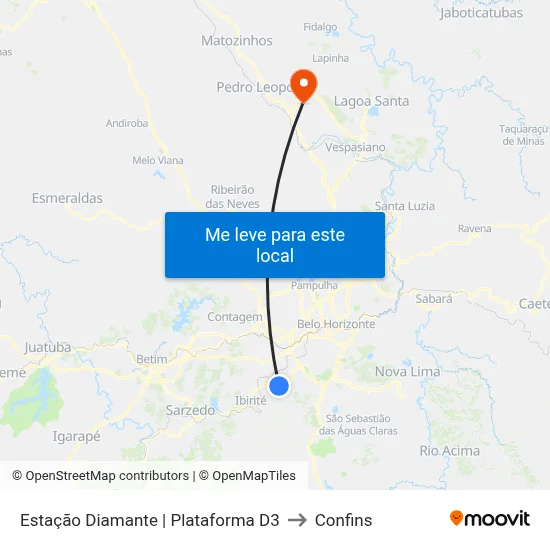 Estação Diamante | Plataforma D3 to Confins map