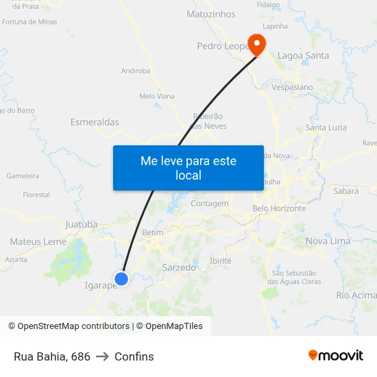 Rua Bahia, 686 to Confins map