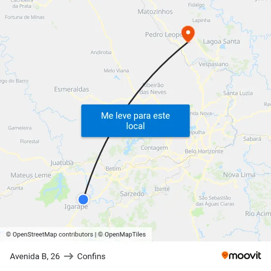 Avenida B, 26 to Confins map