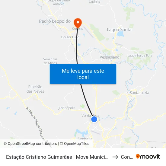 Estação Cristiano Guimarães | Move Municipal - Sentido Centro to Confins map