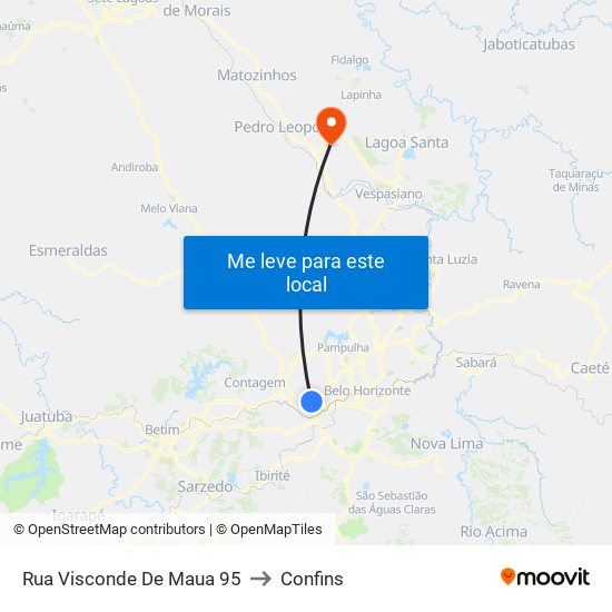 Rua Visconde De Maua 95 to Confins map