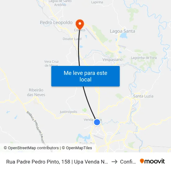 Rua Padre Pedro Pinto, 158 | Upa Venda Nova to Confins map