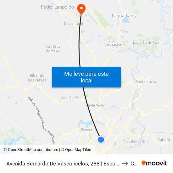 Avenida Bernardo De Vasconcelos, 288 | Escola Professora Eleonora Pierucetti 1 (Oposto A Localiza) to Confins map