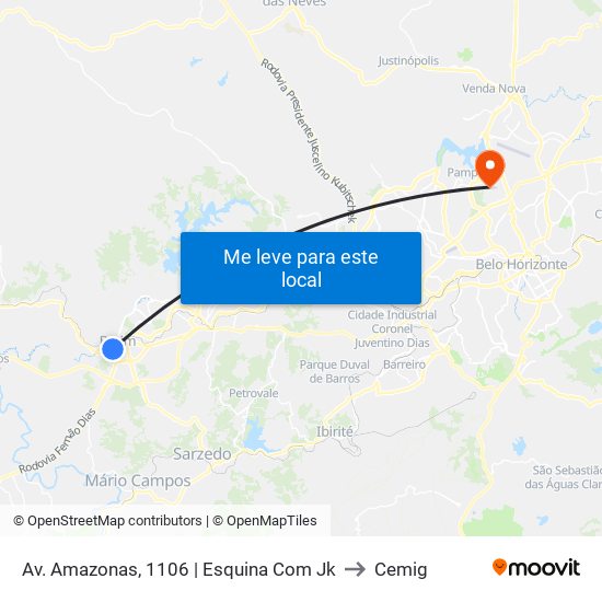 Av. Amazonas, 1106 | Esquina Com Jk to Cemig map