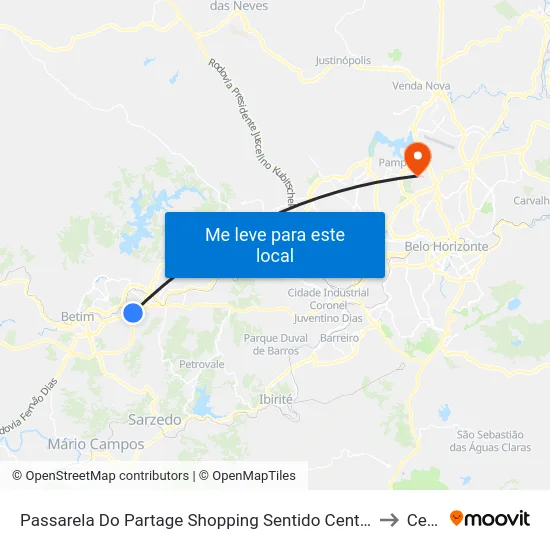 Passarela Do Partage Shopping Sentido Centro De Betim/Br-381 to Cemig map