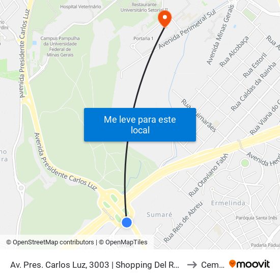 Av. Pres. Carlos Luz, 3003 | Shopping Del Rey 1 to Cemig map