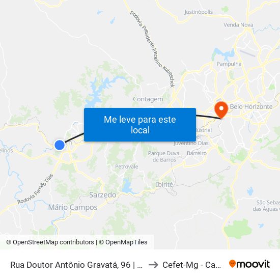 Rua Doutor Antônio Gravatá, 96 | Álvim Barbosa to Cefet-Mg - Campus VI map