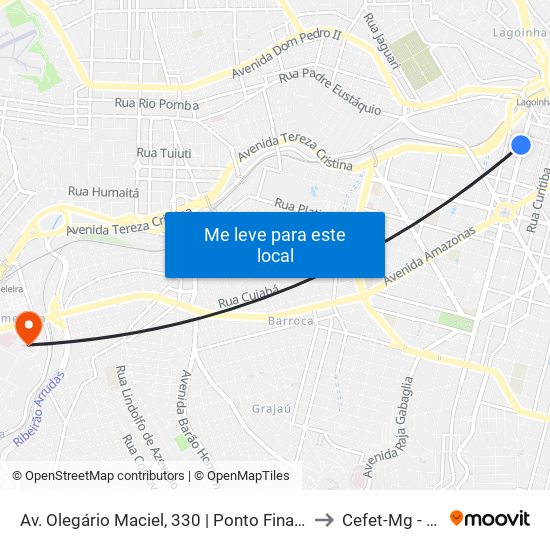 Av. Olegário Maciel, 330 | Ponto Final Linhas 300c, 301c E 3992 to Cefet-Mg - Campus VI map