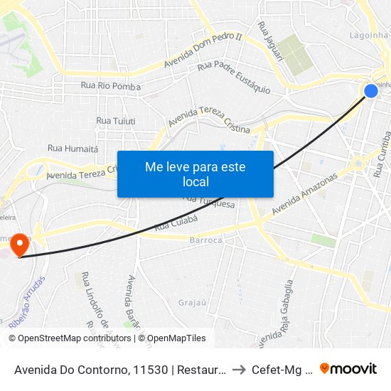 Avenida Do Contorno, 11530 | Restaurante Popular 1 (Antes Da Rodoviária) to Cefet-Mg - Campus VI map