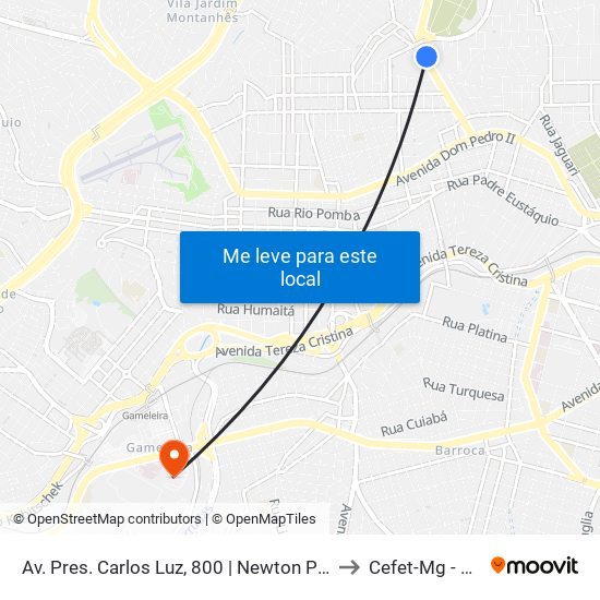 Av. Pres. Carlos Luz, 800 | Newton Paiva Centro-Universitário to Cefet-Mg - Campus VI map