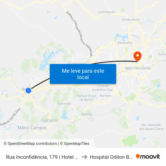 Rua Inconfidência, 179 | Hotel Primavera to Hospital Odilon Behrens map