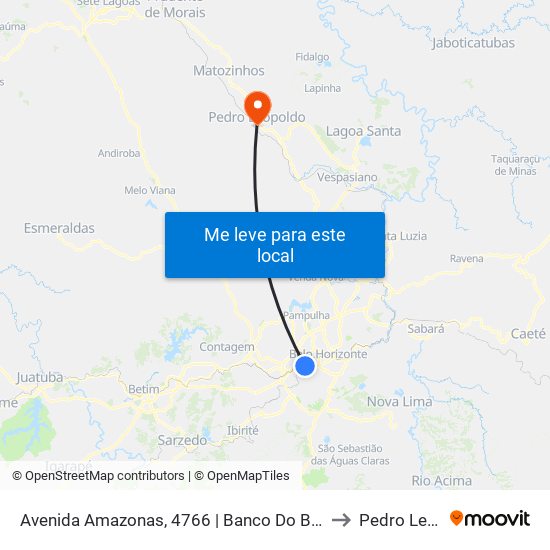 Avenida Amazonas, 4766 | Banco Do Brasil/Drogaria Araújo to Pedro Leopoldo map