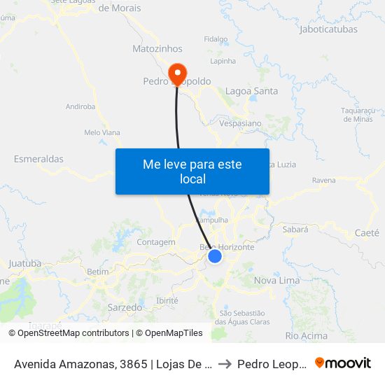 Avenida Amazonas, 3865 | Lojas De Veículos to Pedro Leopoldo map