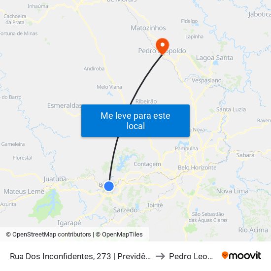 Rua Dos Inconfidentes, 273 | Previdência Social to Pedro Leopoldo map