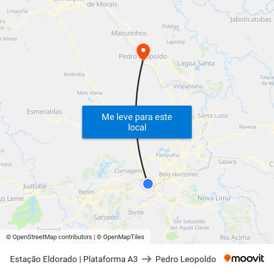 Estação Eldorado | Plataforma A3 to Pedro Leopoldo map