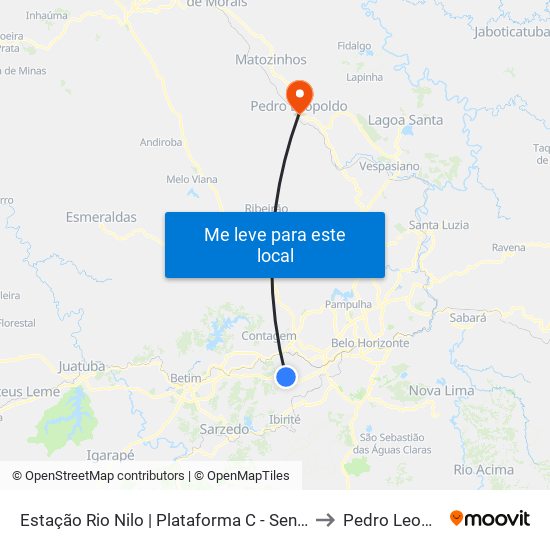 Estação Rio Nilo | Plataforma C - Sentido Metrô to Pedro Leopoldo map