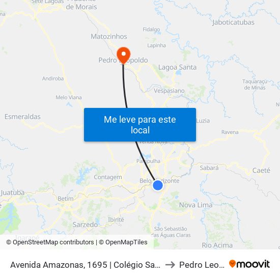 Avenida Amazonas, 1695 | Colégio Santo Agostinho 3 to Pedro Leopoldo map