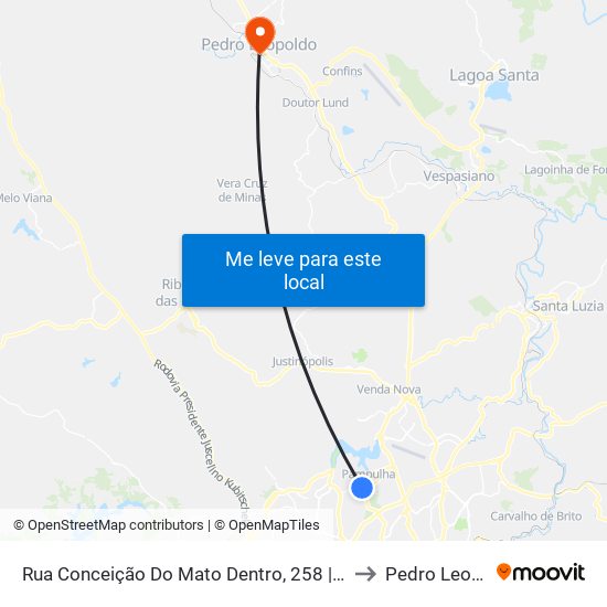 Rua Conceição Do Mato Dentro, 258 | Bem Ortifruti to Pedro Leopoldo map