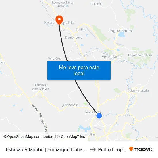 Estação Vilarinho | Embarque Linhas Bhtrans to Pedro Leopoldo map