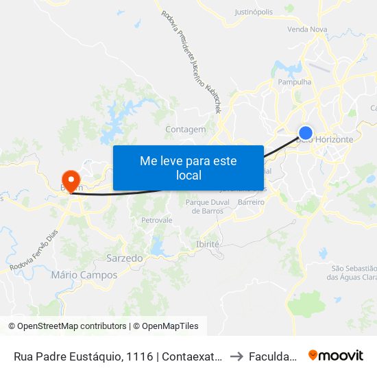 Rua Padre Eustáquio, 1116 | Contaexata E Oposto A Padaria Pão & Mantimentos to Faculdade Pitágoras map